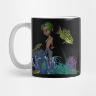 Little mermaid in the deep ocean Mug